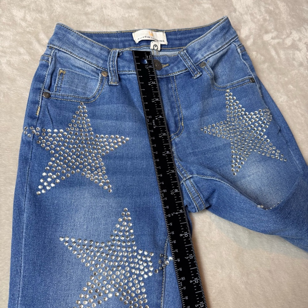 Austin Landing Rhinestone Star Flare Jeans Size 00/23 Y2K Bootcut Denim - Picture 7 of 11